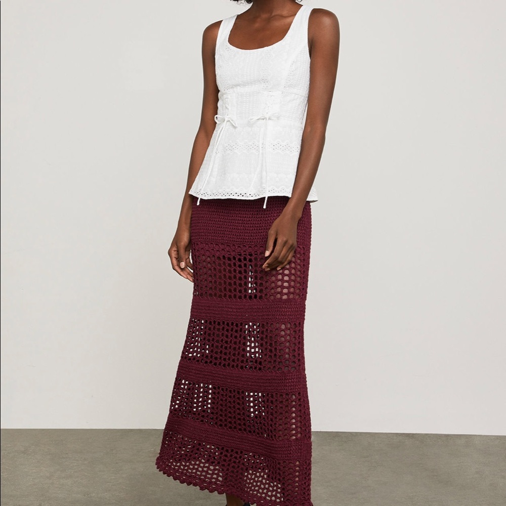 BCBG Embroidered White Top NWOT